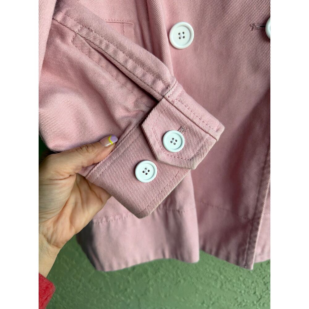 J. Crew Peacoat Womens 10 Pink Double Breasted Heavyweight Cotton Twill Jacket - Picture 3 of 5